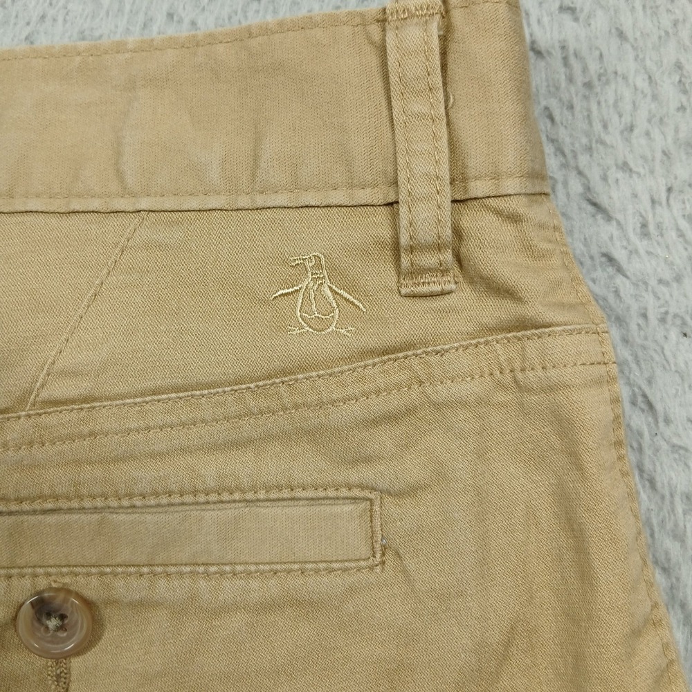 Original Penguin Chino Shorts Mens 34 Khaki Tan Casual Cotton Flat Front - Picture 8 of 11